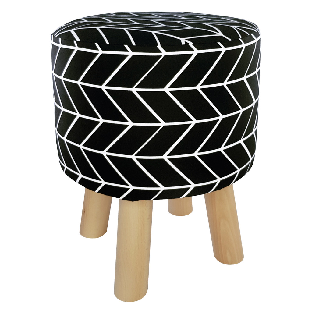 Modny puf do siedzenia, czarno-biała jodełka w nowoczesnym stylu - Lily Pouf zdjęcie 3