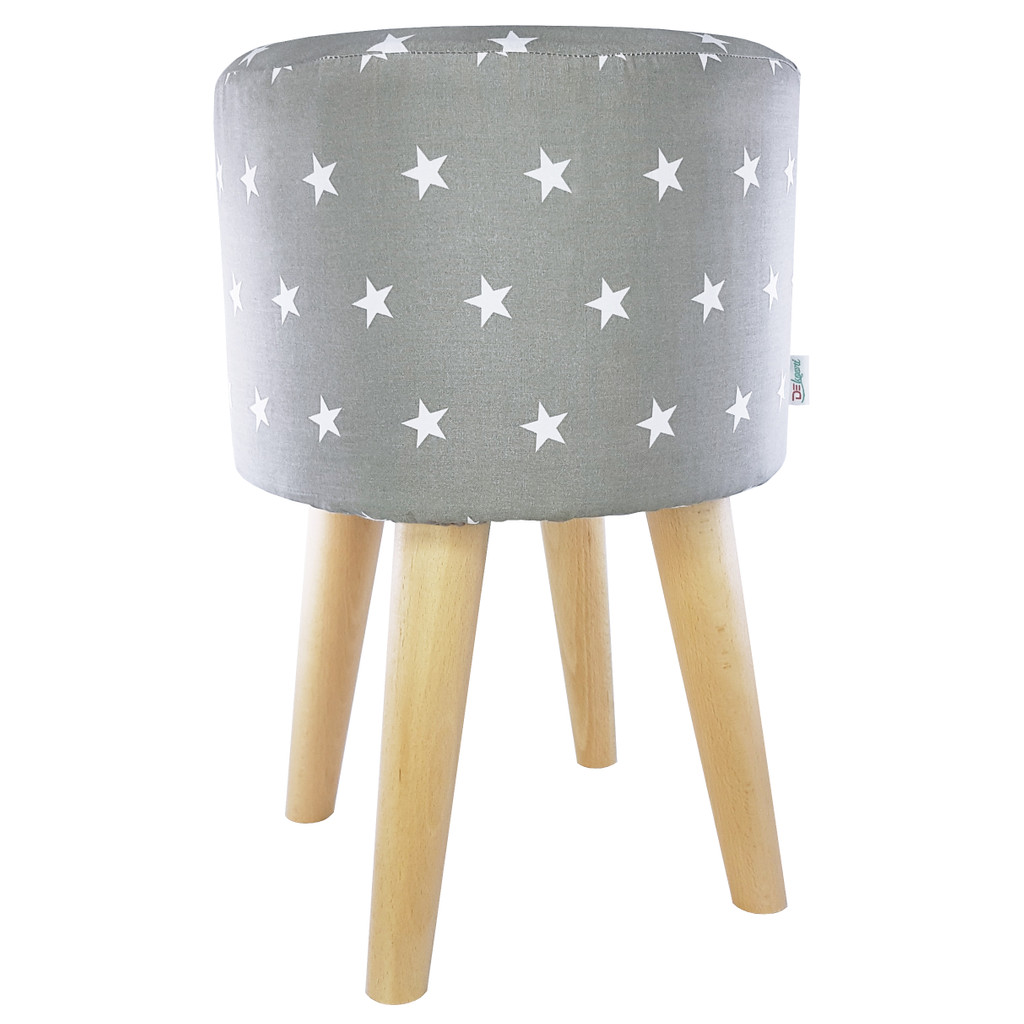 Minimalistyczny, szary puf do siedzenia w białe gwiazdki 2,2 cm - Lily Pouf zdjęcie 2