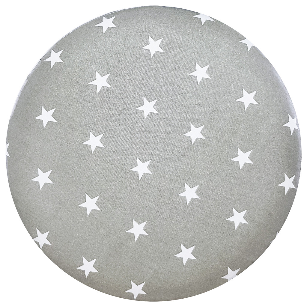 Minimalistyczny, szary puf do siedzenia w białe gwiazdki 2,2 cm - Lily Pouf zdjęcie 3