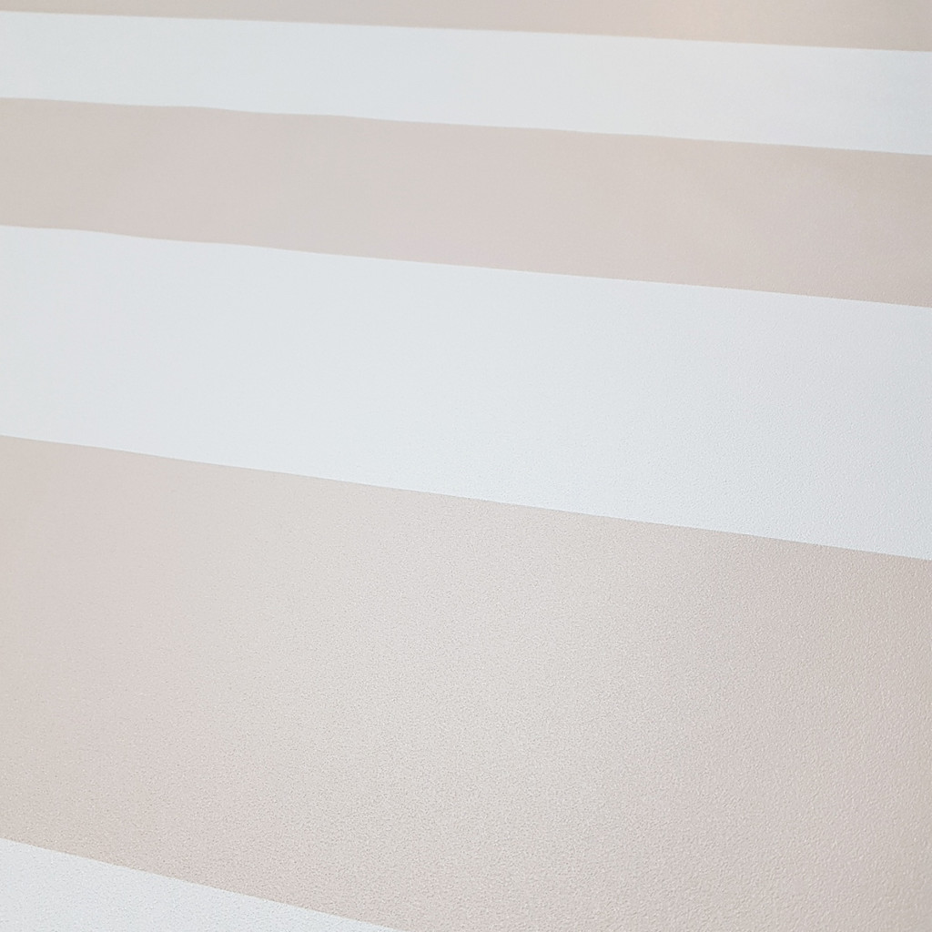 Tapeta w pasy poziome biało-beżowa - Dekoori zdjęcie 3