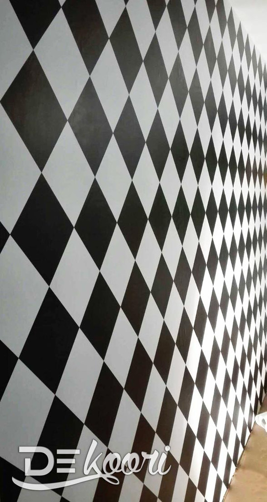 Tapeta w romby czarne i białe - Dekoori zdjęcie 4
