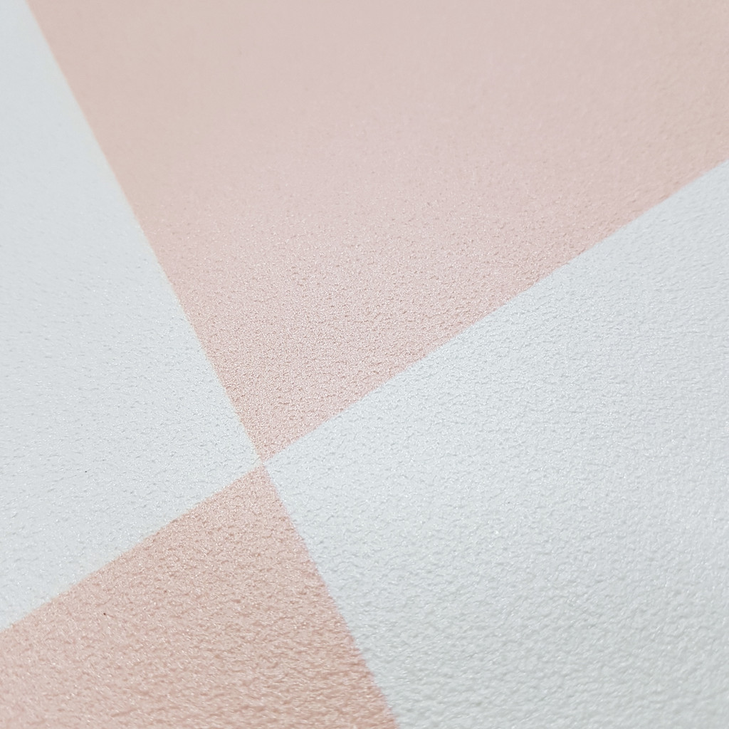 Biało-różowa tapeta w romby kolor łososiowy - Dekoori zdjęcie 4