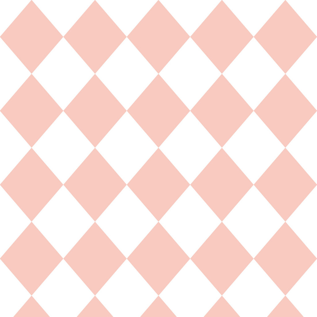 Biało-różowa tapeta w romby kolor łososiowy - Dekoori zdjęcie 1