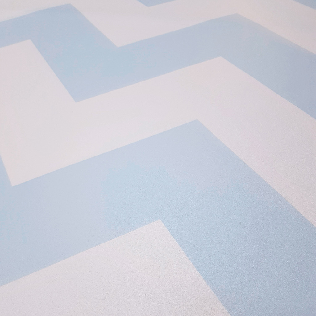 Tapeta w ZYGZAKI biało-błękitna, jasnoniebieska 46 cm - Dekoori zdjęcie 2