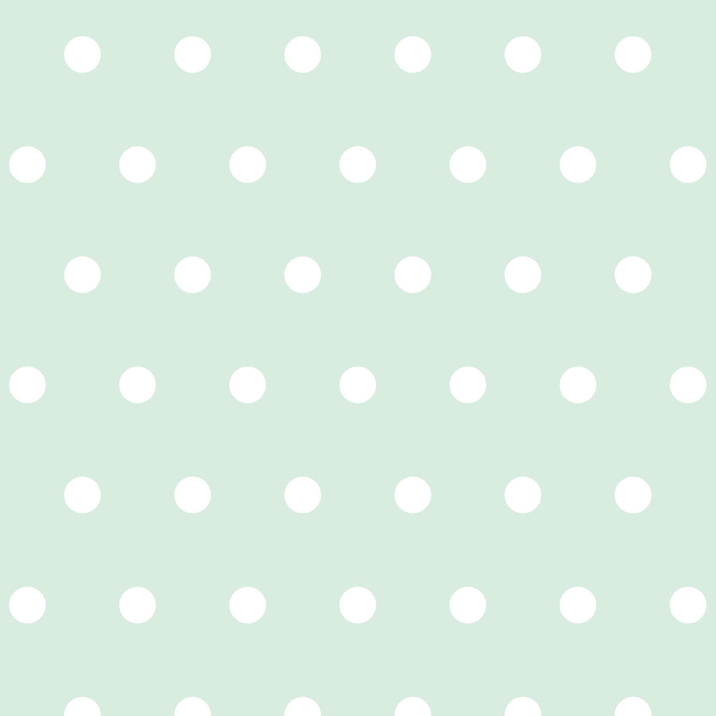 Tapeta miętowa w białe kropki, groszki, grochy 5 cm - Dekoori zdjęcie 1