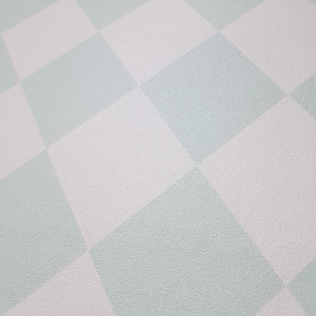 Tapeta w małe biało-miętowe romby - Dekoori zdjęcie 3