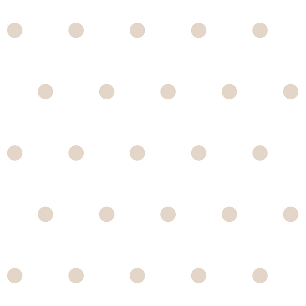 Biała tapeta w beżowe kropki, groszki, grochy 5 cm - Dekoori zdjęcie 1