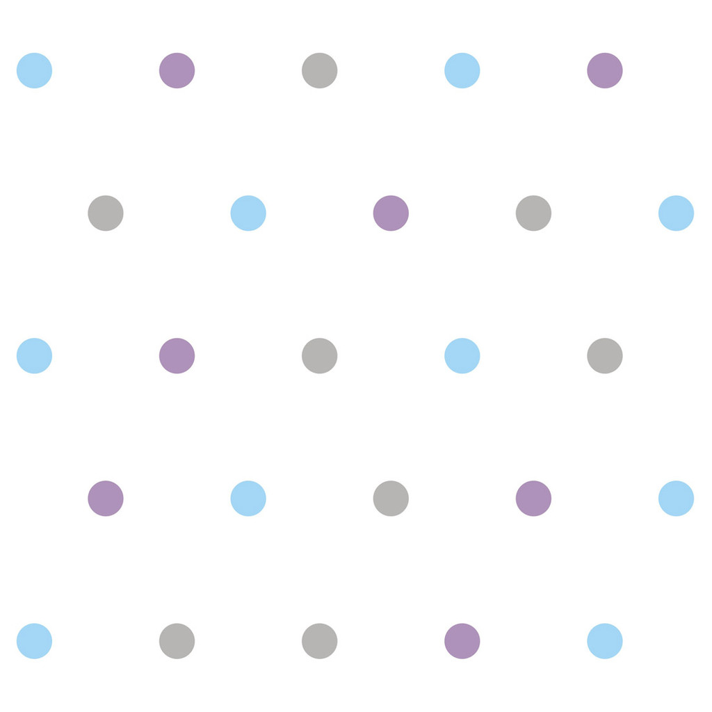 Tapeta w szare, niebieskie i fioletowe kropki, groszki, grochy 5 cm - Dekoori zdjęcie 1