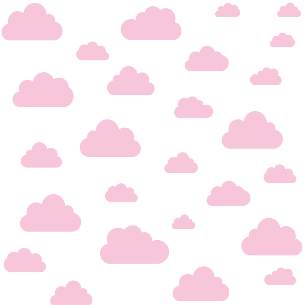 Biała tapeta ścienna w różowe chmurki, chmury 7,5-24 cm - Dekoori zdjęcie 1
