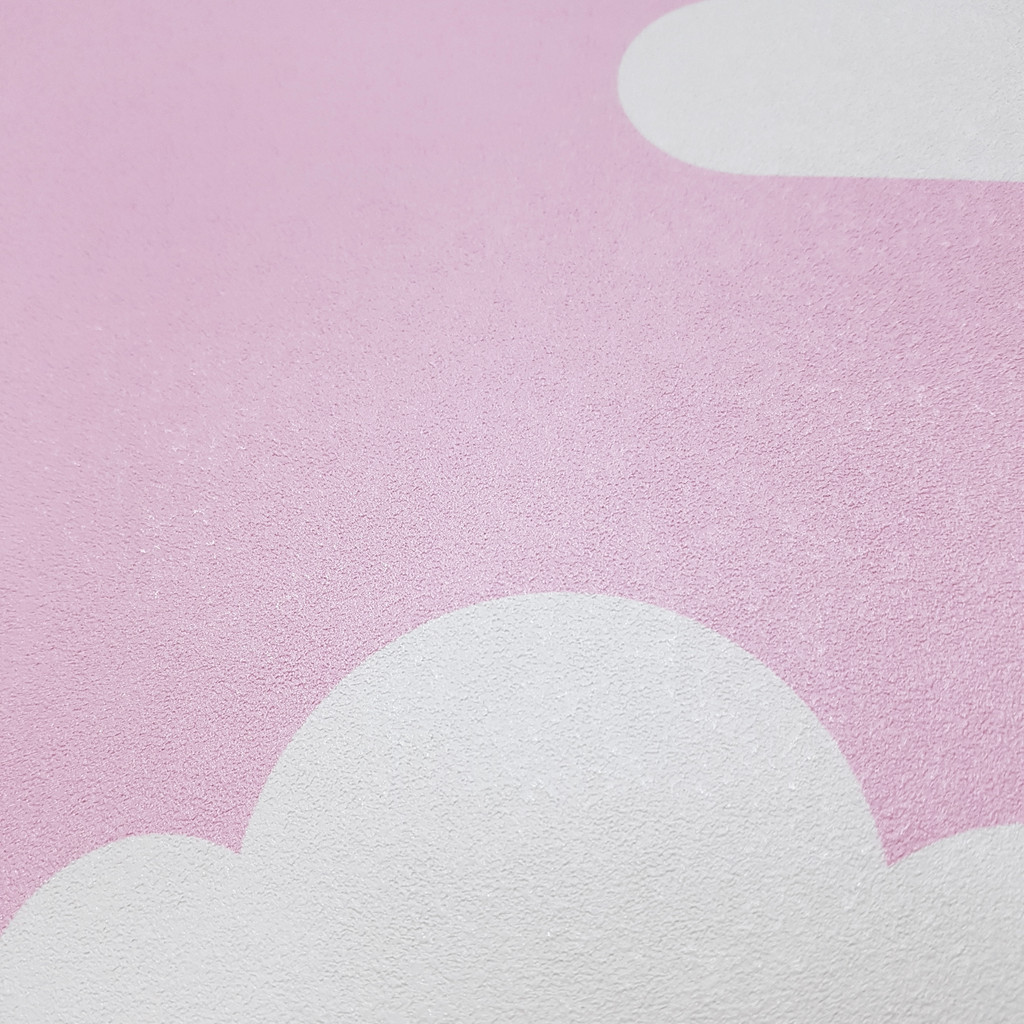 Różowa tapeta ścienna w białe chmurki, chmury 7,5-24 cm - Dekoori zdjęcie 2
