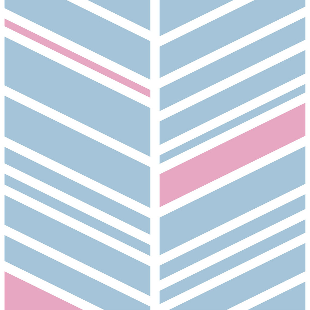 Tapeta w JODEŁKĘ biało-niebiesko-różowa, oryginalny design - Dekoori zdjęcie 1