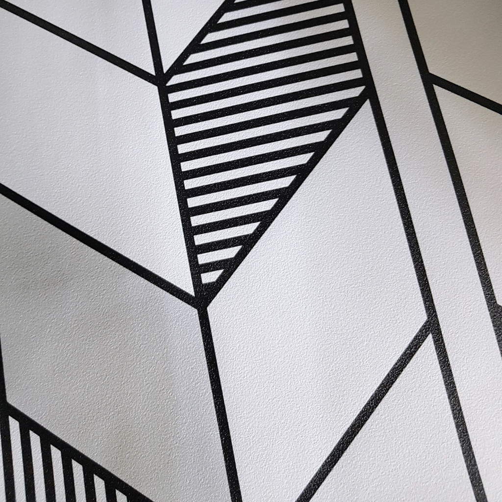Biało-czarna tapeta wzór JODEŁKOWY designerski kontur obrys - Dekoori zdjęcie 3
