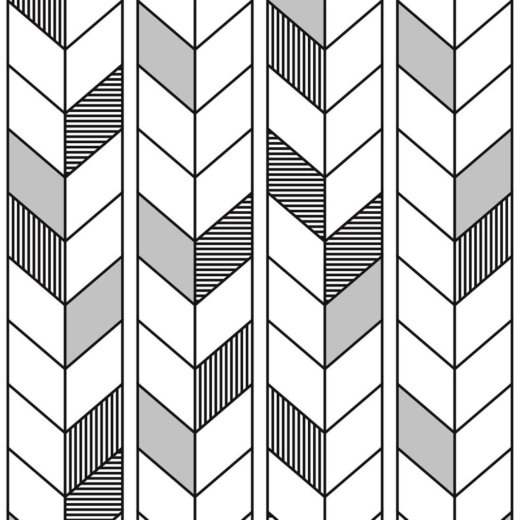 Biało-czarna tapeta wzór JODEŁKOWY designerski kontur obrys - Dekoori zdjęcie 1