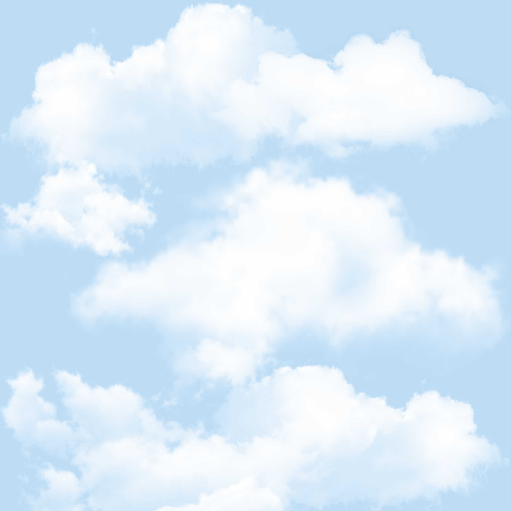 Jasnoniebieska fototapeta w białe chmurki chmury - Dekoori zdjęcie 1