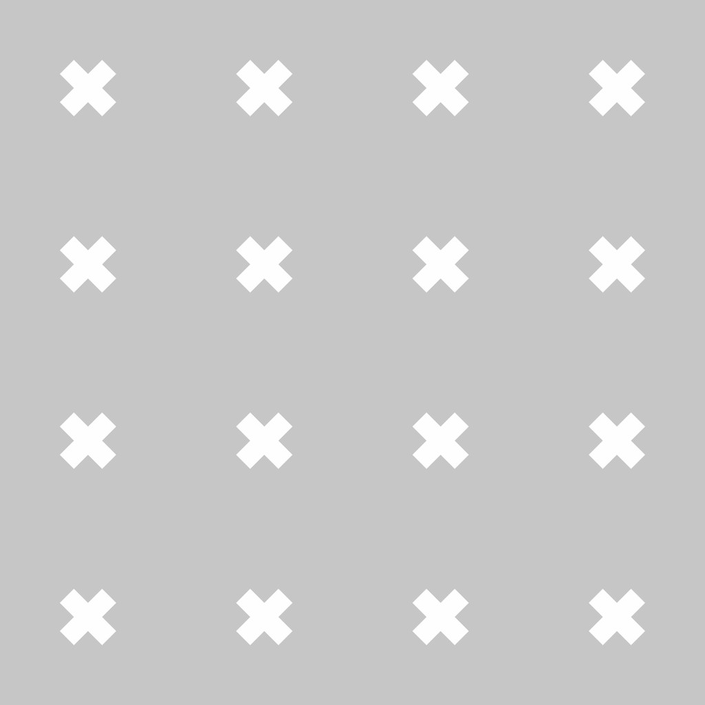 Szara tapeta skandynawska w białe KRZYŻYKI kwadratowy rozstaw (wersja szaro-biała) - Dekoori zdjęcie 1