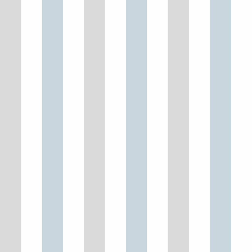 Delikatna, biała tapeta w jasnoszare i jasnoniebieskie pasy pionowe - Dekoori zdjęcie 1