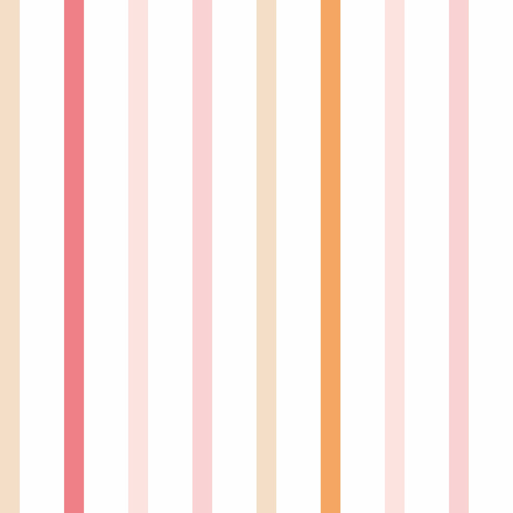 Skandynawska tapeta na ścianę w biało-beżowo-różowo-pomarańczowe pasy pionowe, do pokoju dziecięcego - Dekoori zdjęcie 1