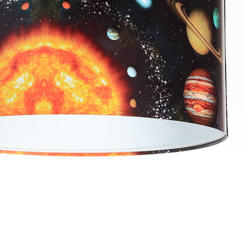 Czarna lampa wisząca z lateksowym abażurem z motywem kosmosu, walcowa KOSMOS - BPS Koncept zdjęcie 4