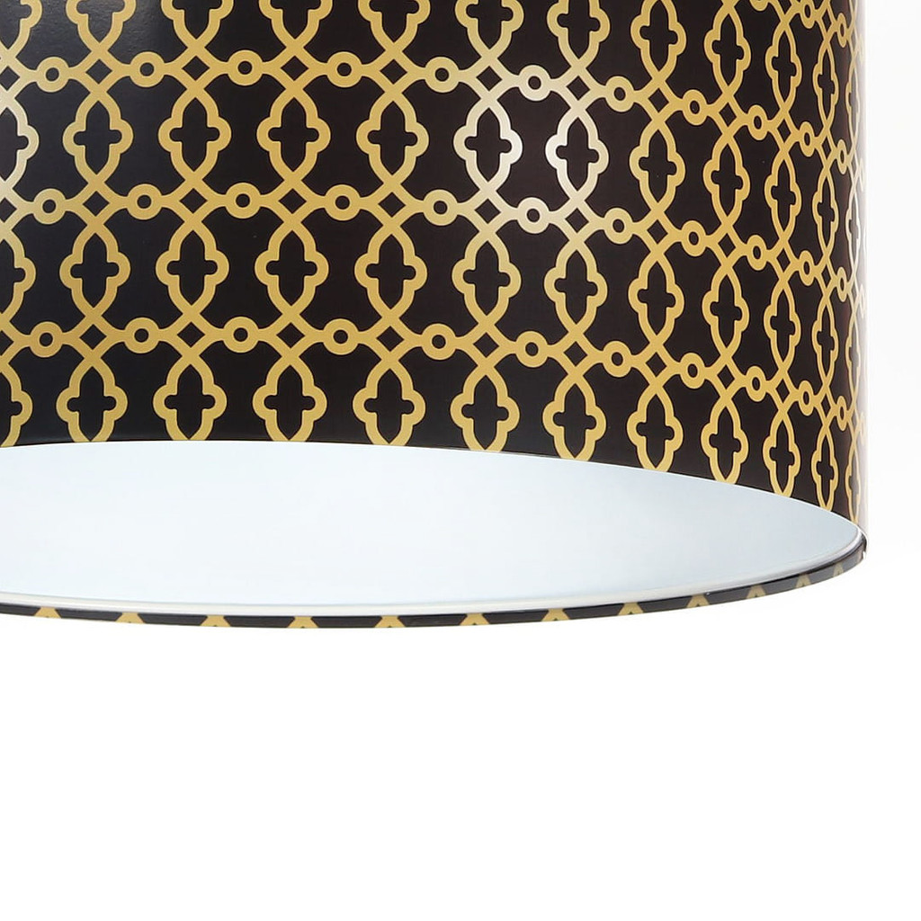 Czarna lampa wisząca z lateksowym abażurem w kształcie walca w złote ornamenty ZŁOTY ORNAMENT - BPS Koncept zdjęcie 4