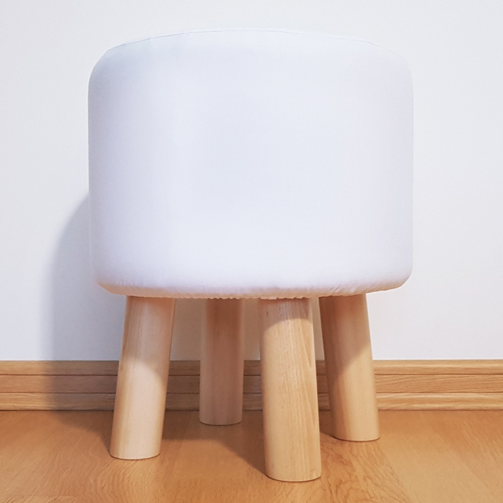 Delikatny, biały puf w urocze jasnoszare kropki, groszki 4mm - Lily Pouf zdjęcie 3