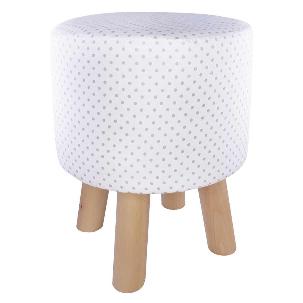 Delikatny, biały puf w urocze jasnoszare kropki, groszki 4mm - Lily Pouf zdjęcie 1