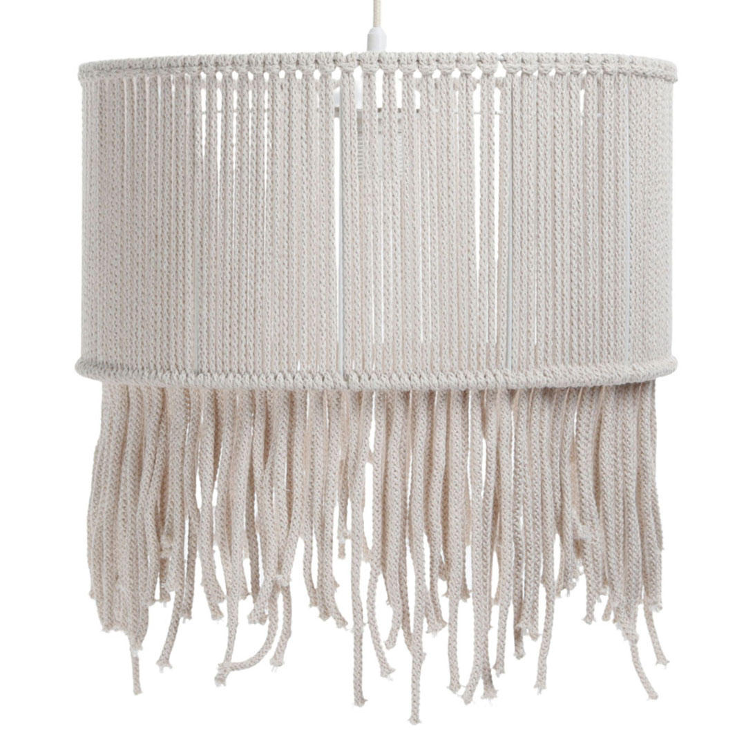 Kremowa lampa ze sznurka, ręcznie pleciona handmad, w stylu boho - DOVE - BPS Koncept zdjęcie 1
