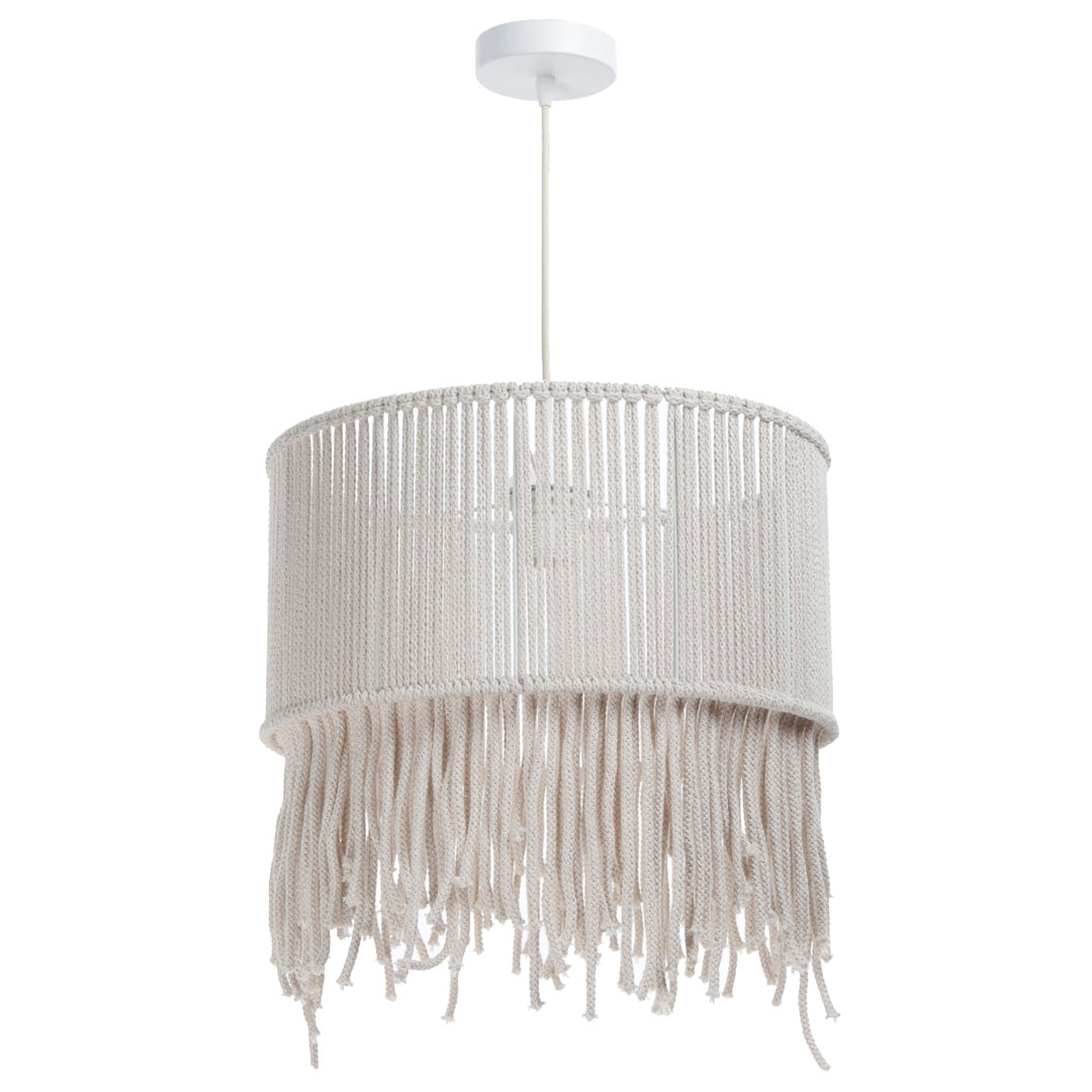 Kremowa lampa ze sznurka, ręcznie pleciona handmad, w stylu boho - DOVE - BPS Koncept zdjęcie 3