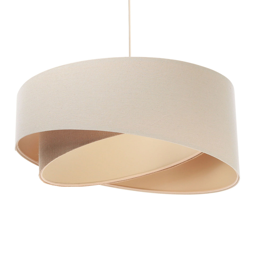 Kremowo-beżowa lampa wisząca z walcowymi abażurami z lnianej i jutowej tkaniny z beżowym wnętrzem BOHO - BPS Koncept zdjęcie 1