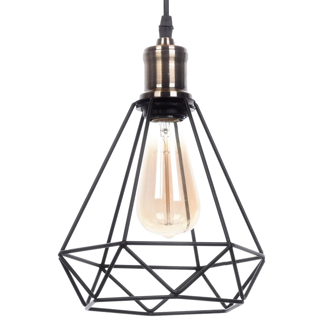 Lampa druciana czarna wisząca diament COBI metalowa designerska - Lumina Deco zdjęcie 3