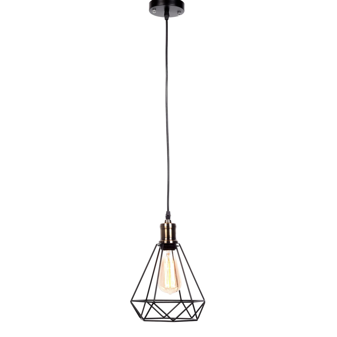 Lampa druciana czarna wisząca diament COBI metalowa designerska - Lumina Deco zdjęcie 4
