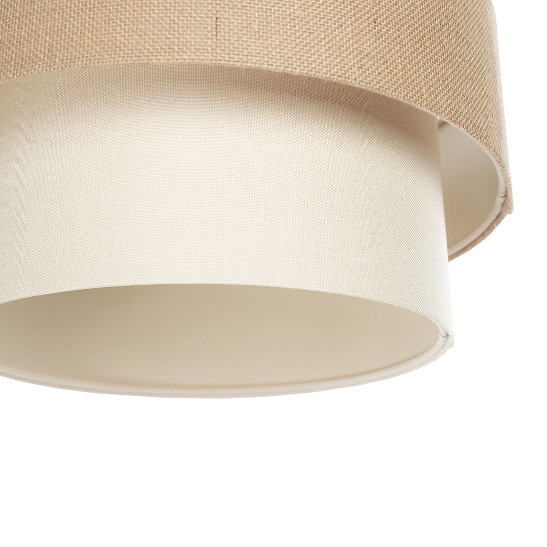 Lampa jutowa BOHO wisząca z podwójnym beżowym i kremowym abażurem z tkaniny jutowej i lnianej