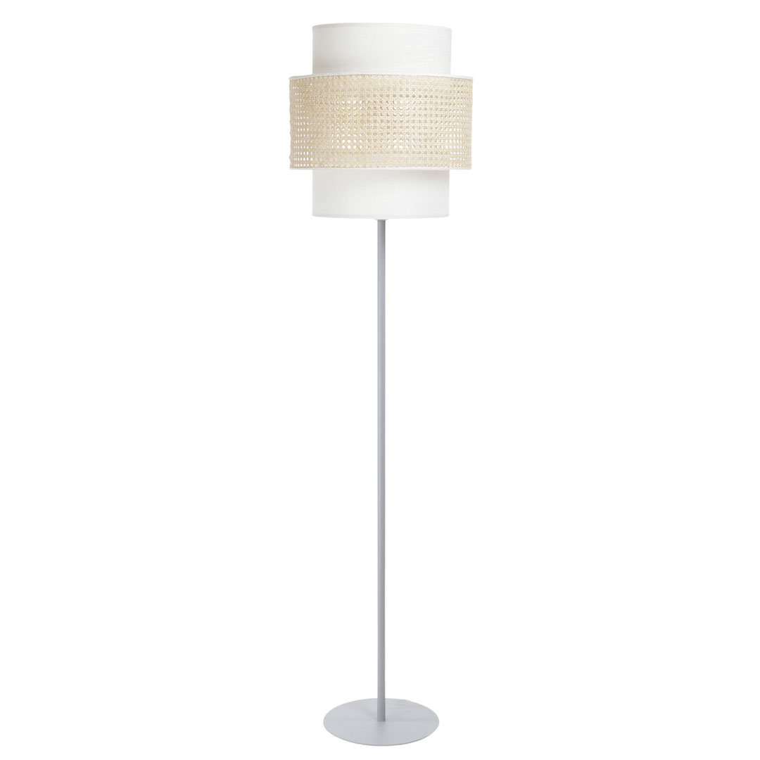 Lampa stojąca rattanowa boho w kolorze złamanej bieli, podwójny abażur - LIAM - BPS Koncept zdjęcie 2