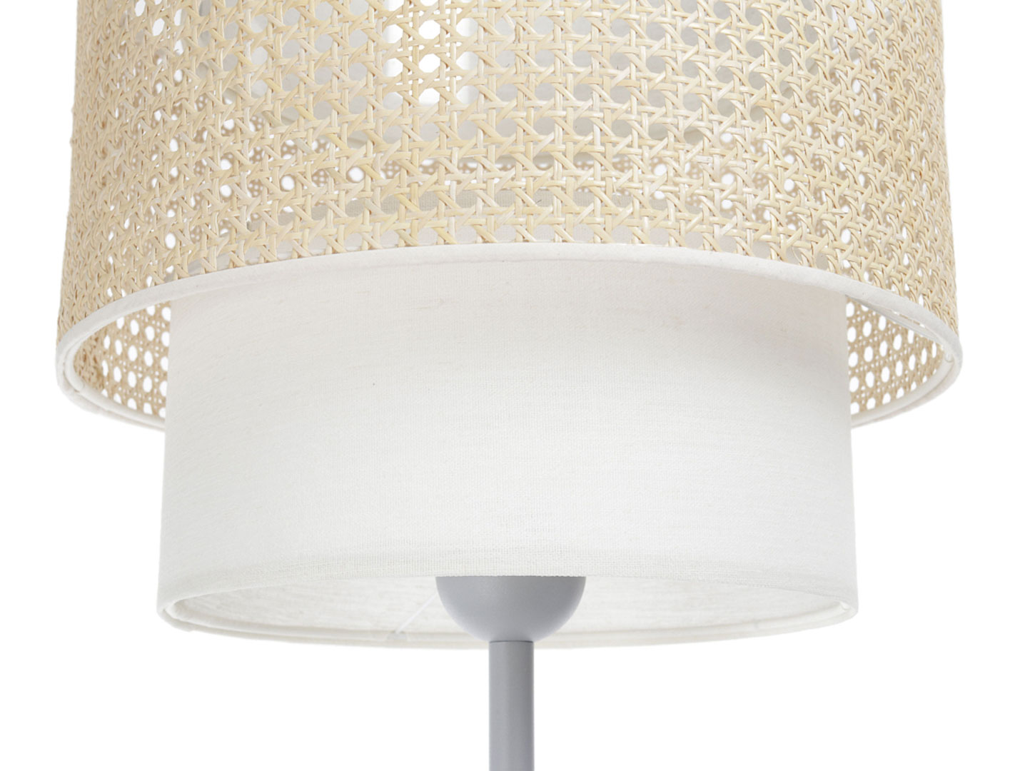 Lampa stojąca rattanowa boho w kolorze złamanej bieli, podwójny abażur - LIAM - BPS Koncept zdjęcie 4