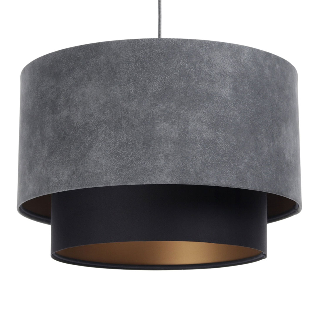 Lampa zamszowa szaro-czarna ze złotym środkiem, styl loftowy - LUKA - BPS Koncept zdjęcie 1