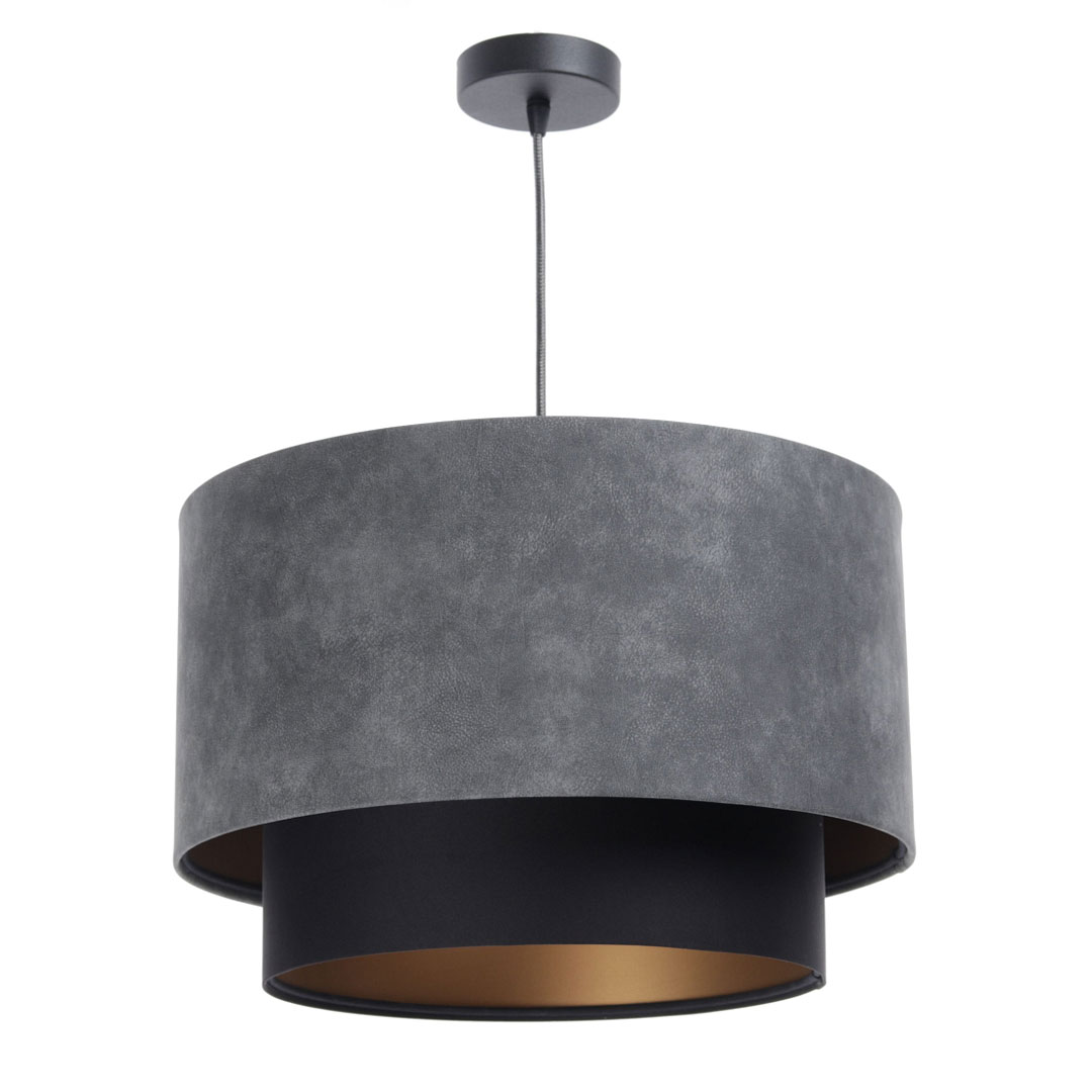Lampa zamszowa szaro-czarna ze złotym środkiem, styl loftowy - LUKA - BPS Koncept zdjęcie 2