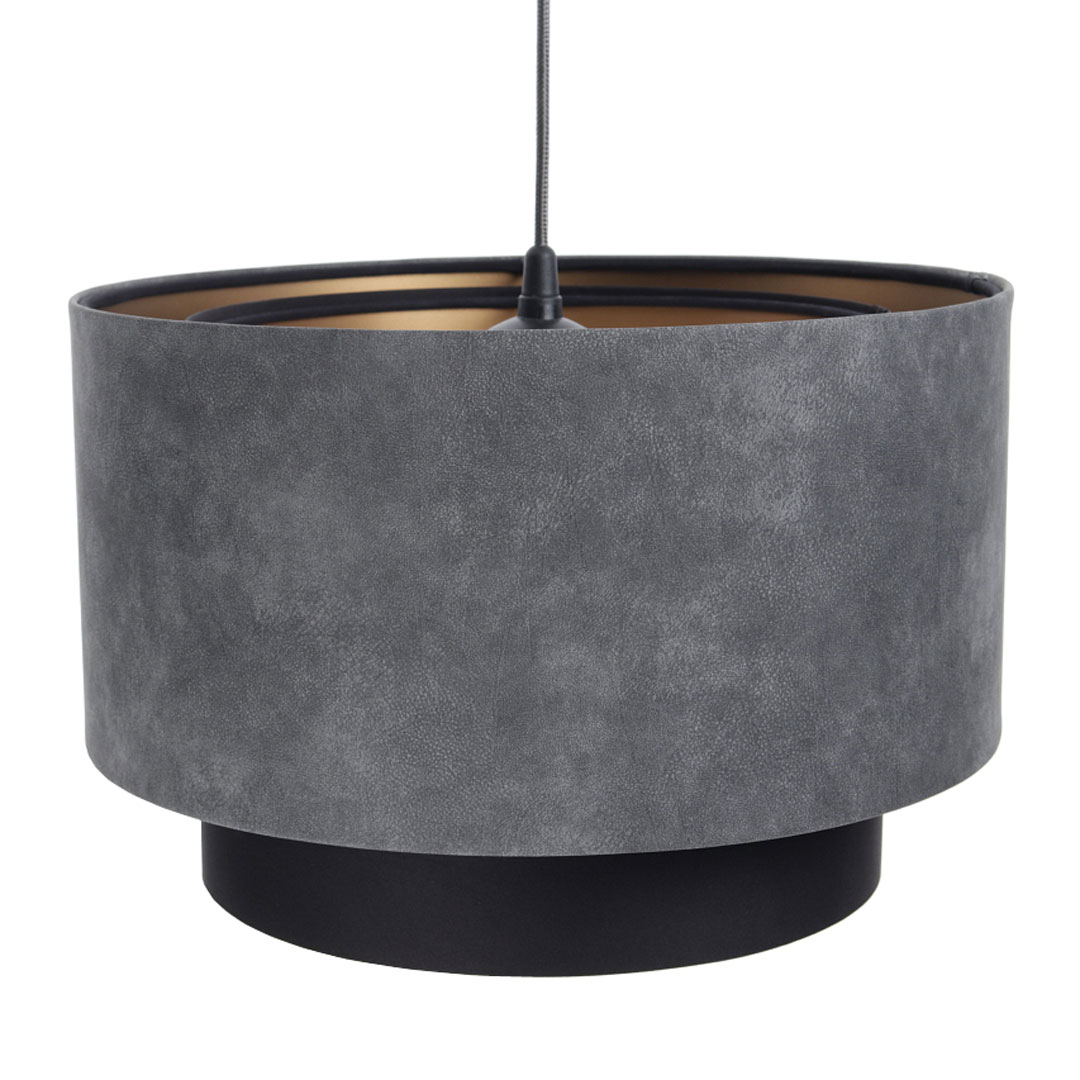 Lampa zamszowa szaro-czarna ze złotym środkiem, styl loftowy - LUKA - BPS Koncept zdjęcie 4