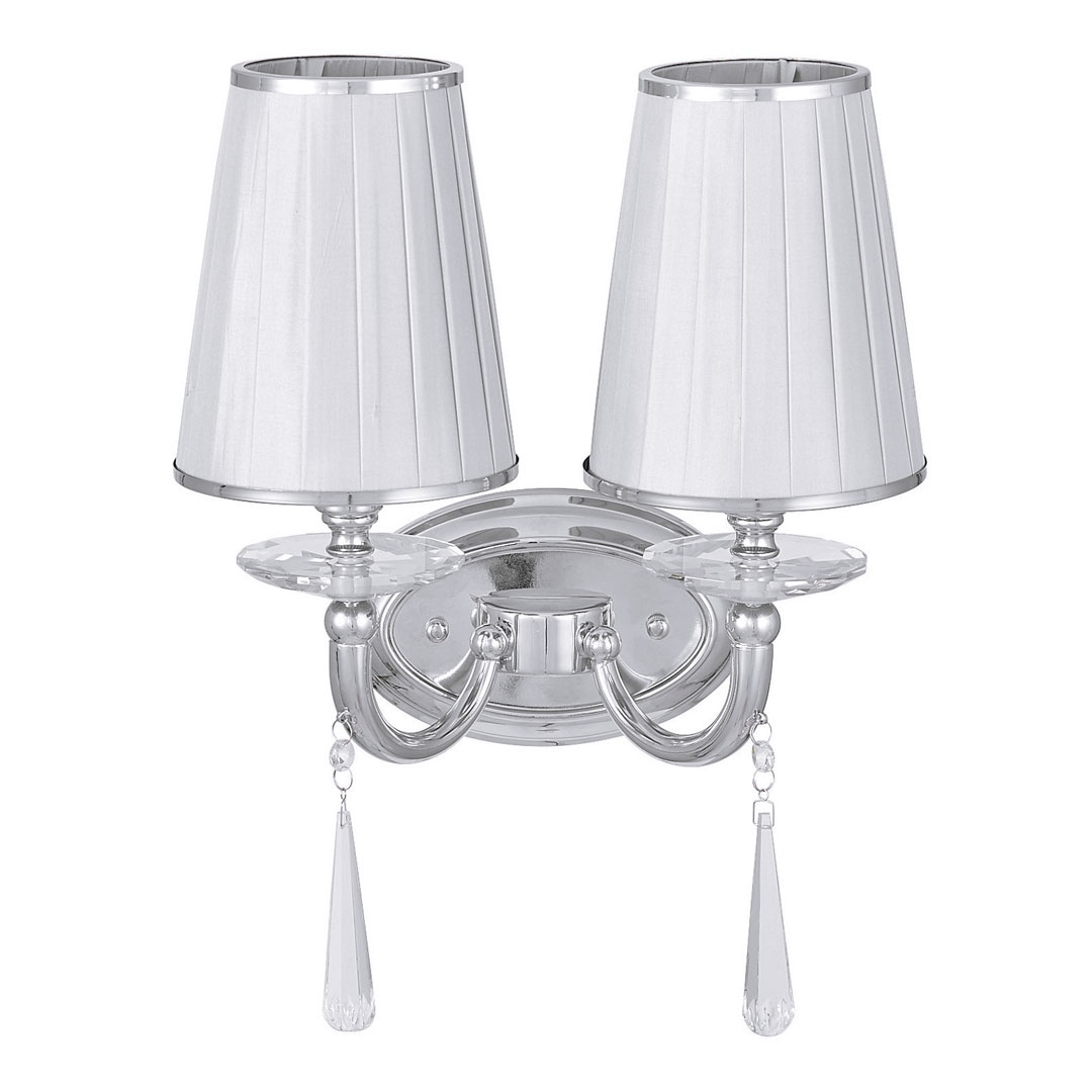 Metalowa lampa ścienna chromowana srebrna FABIONE W2 podwójny kinkiet - Lumina Deco zdjęcie 1