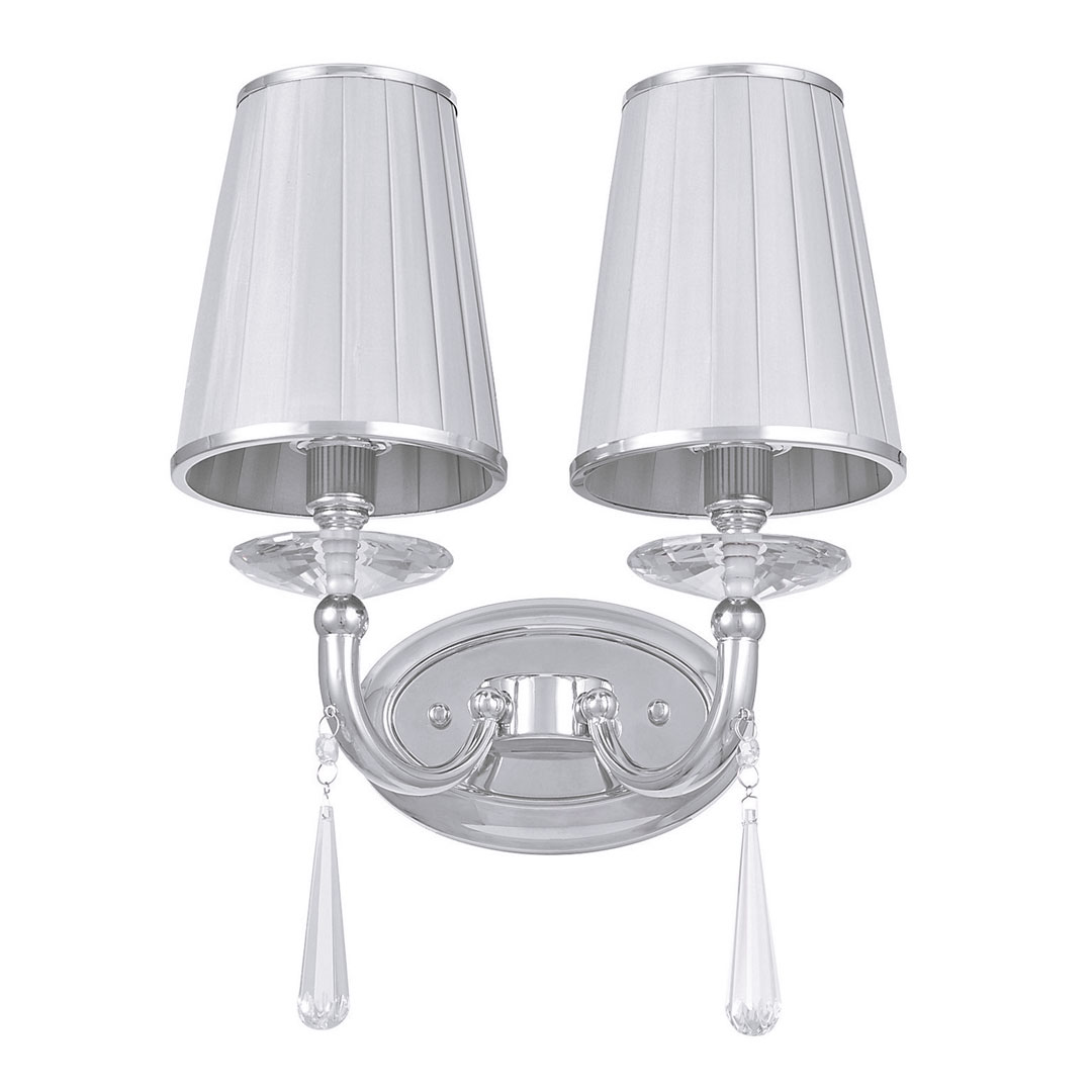Metalowa lampa ścienna chromowana srebrna FABIONE W2 podwójny kinkiet - Lumina Deco zdjęcie 2