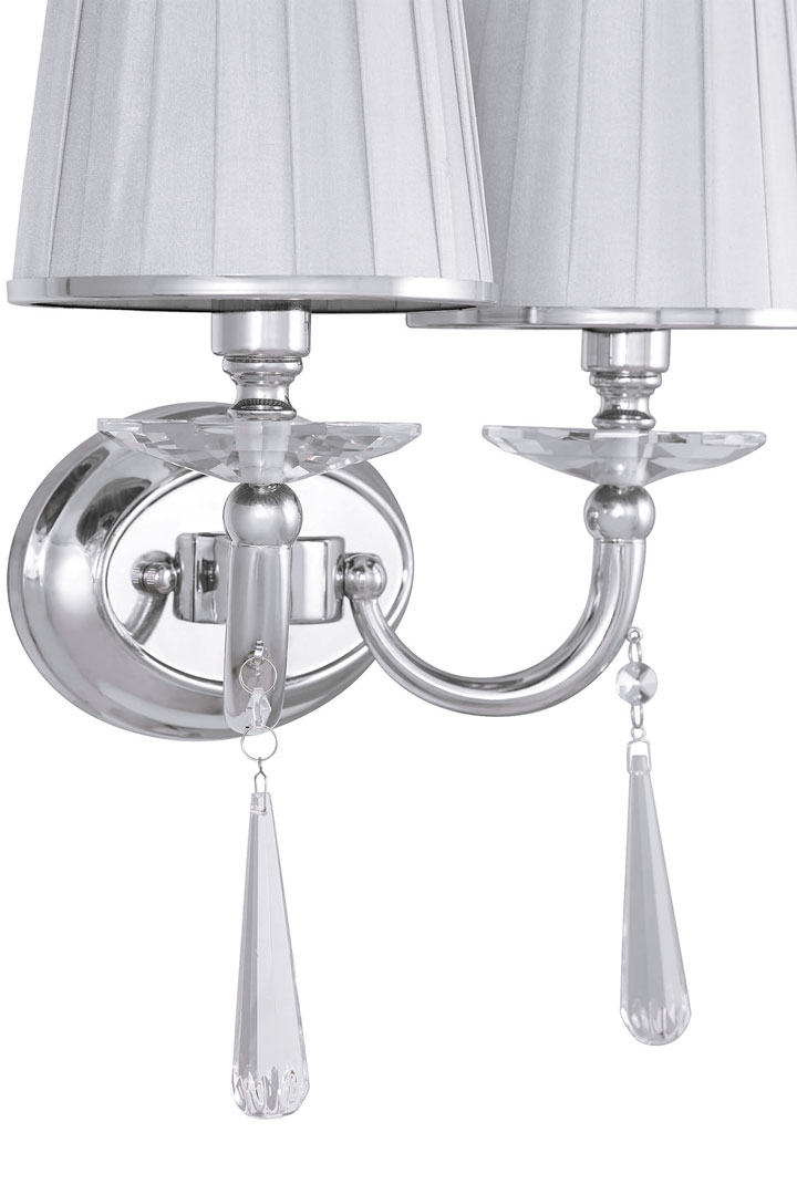 Metalowa lampa ścienna chromowana srebrna FABIONE W2 podwójny kinkiet - Lumina Deco zdjęcie 3