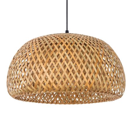 Ażurowa lampa wisząca z bambusa do salonu, pleciona naturalna boho - MAURO