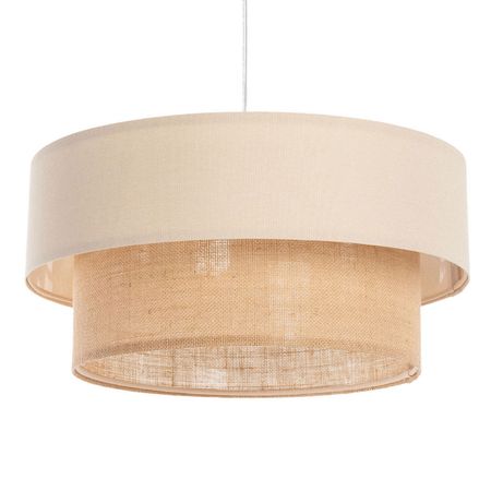 Beżowa lampa wisząca jutowa, modne światło do pokoju dziennego i sypialni, boho glamour - DUO