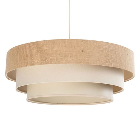 Beżowo-kremowa lampa wisząca w kształcie walca z abażurami z lnu i tkaniny jutowej BOHO