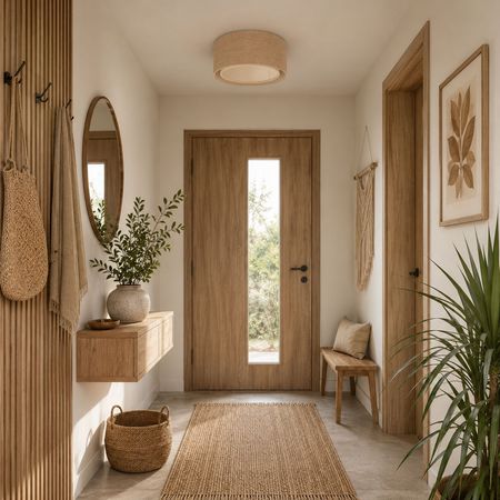 Beżowy plafon jutowy, lampa sufitowa do przedpokoju i na korytarz w stylu boho - VIVIENNE