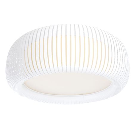 Biało-kremowy plafon sufitowy designerski do salonu i holu, w stylu Mid-Century Modern - OBLO