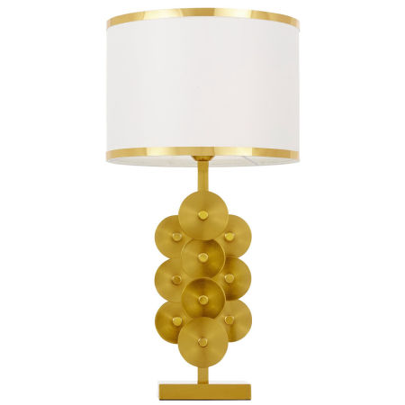 Biało-mosiężna lampa nocna z abażurem, glamour, art deco, bauhaus, vintage retro - SALERNO