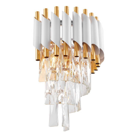 Biało-złota lampa ścienna, kryształowy kinkiet MAZINI W2
