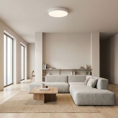  Biały plafon, minimalistyczna lampa sufitowa z dyfuzorem światła, blendą - ORBO