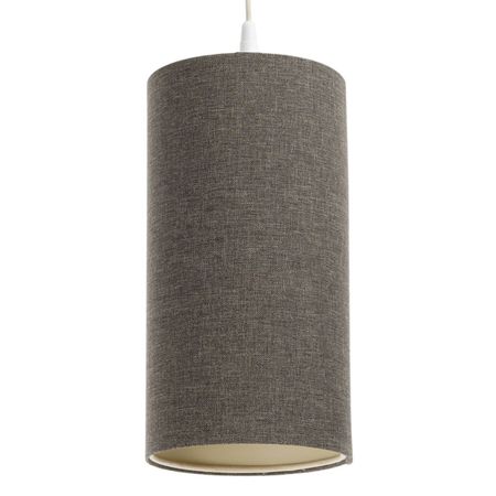 Brązowa lampa wisząca lniana TUBA BOHO nad stół do jadalni i do sypialni