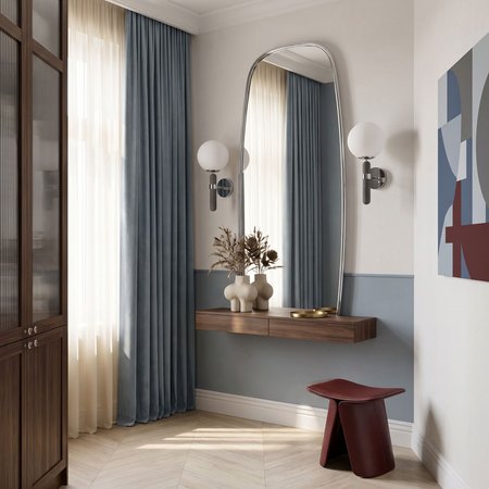 Chromowana lampa ścienna, kinkiet GRANINO D20, nowoczesny design, betonowy uchwyt