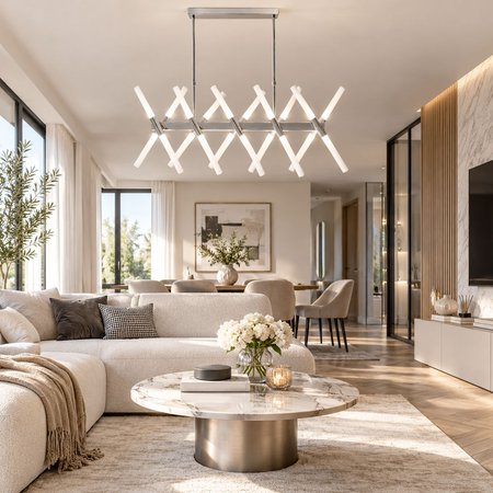 Chromowana lampa wisząca, nowoczesna ALFORD W20, białe klosze